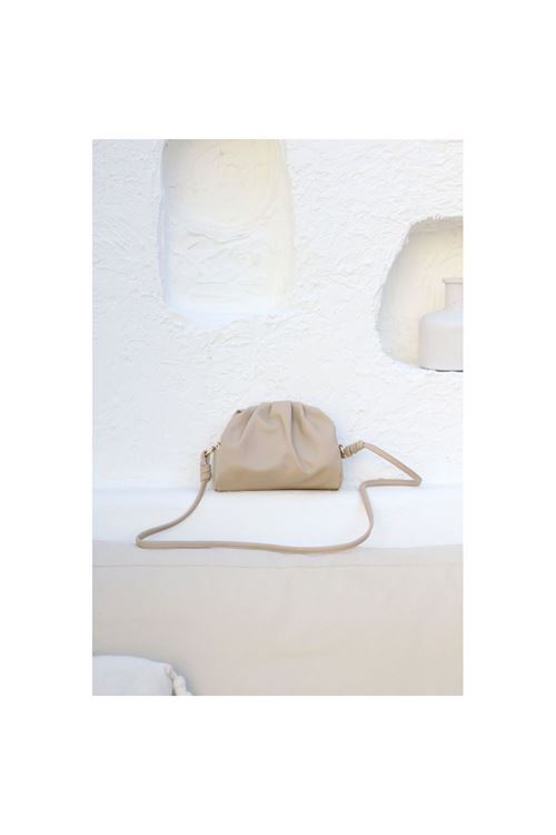 Kadın Krem Yumuşak Pileli Omuz Çantası