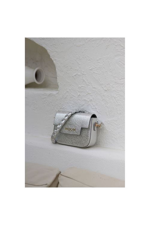 Kadın Gümüş Örme Sap Detaylı Zincirli Omuz Çantası