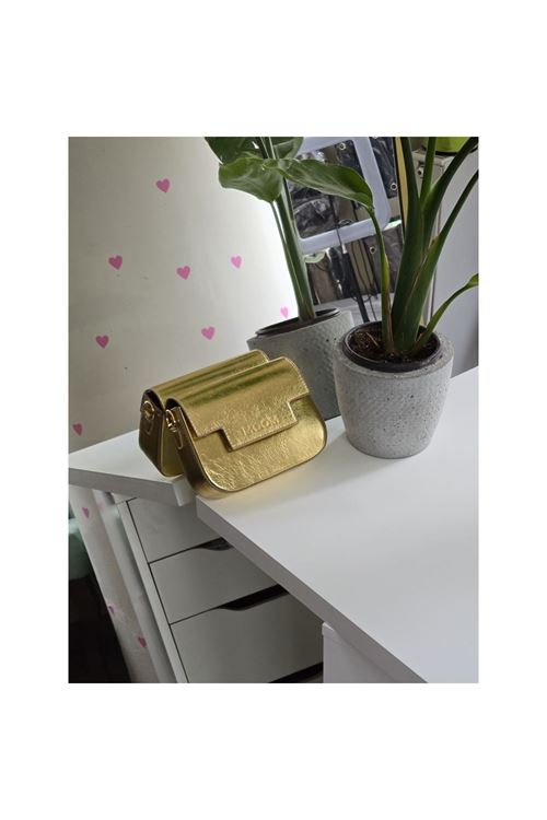 Kadın Gold Örme Sap Detaylı Zincirli Omuz Çantası