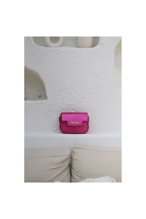 Kadın Fuşya Örme Sap Detaylı Zincirli Omuz Çantası