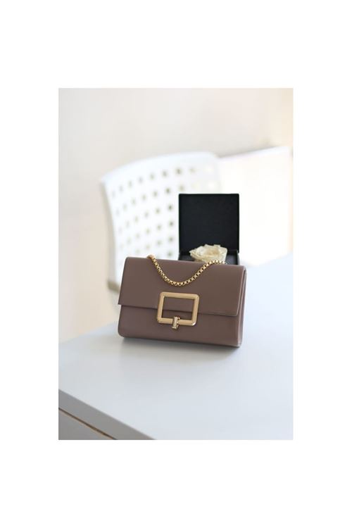 Kahve Gold Tokalı Omuz Çantası