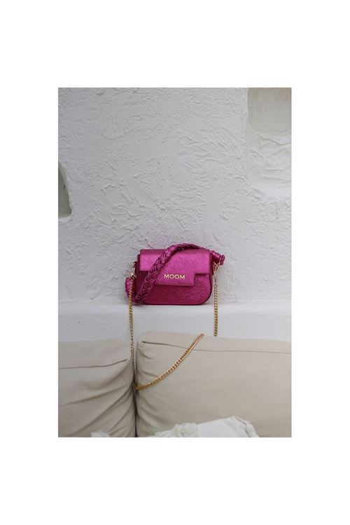 Kadın Fuşya Örme Sap Detaylı Zincirli Omuz Çantası