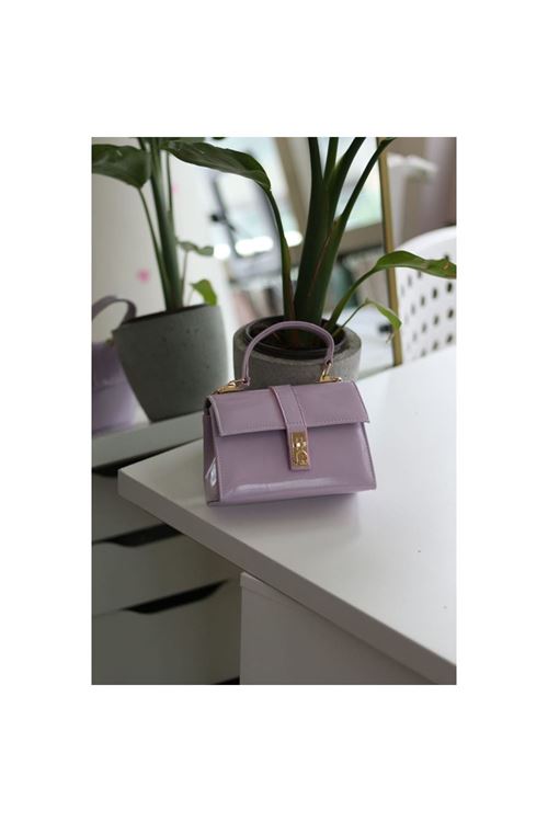 Kadın Lilla Rugan Toka Detaylı Zincirli El Omuz Çantası