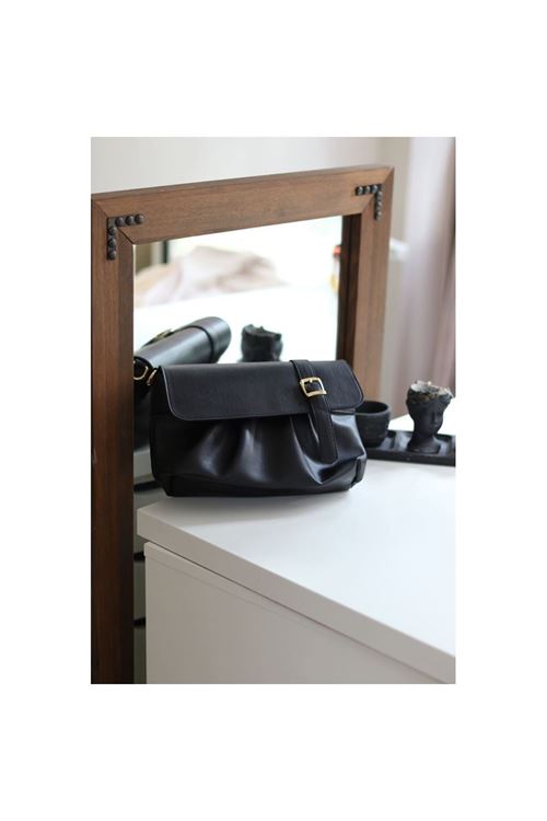 Kadın Siyah Örgü Saplı Askılı Omuz Çantası