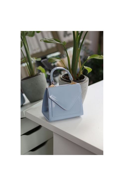 Kadın Bebe Mavi Rugan Kapak Detaylı Askılı Omuz Çantası