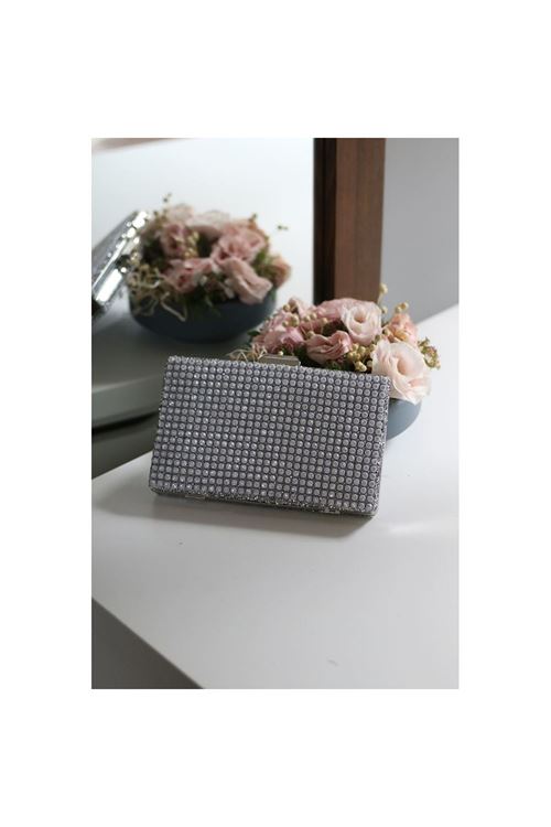 Kadın Taş Detaylı Kasalı Abiye Çanta