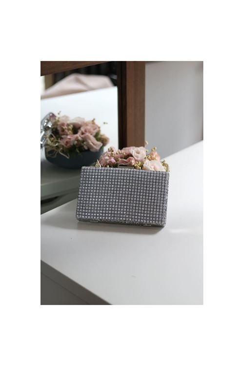 Kadın Taş Detaylı Kasalı Abiye Çanta