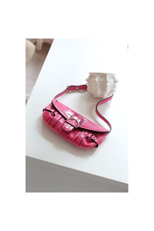 Fuşya Krok Kemerli Omuz Çantası