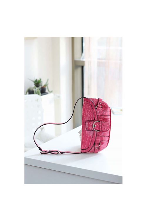 Fuşya Krok Kemerli Omuz Çantası