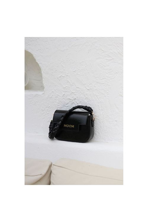 Kadın Siyah Örme Sap Detaylı Zincirli Omuz Çantası