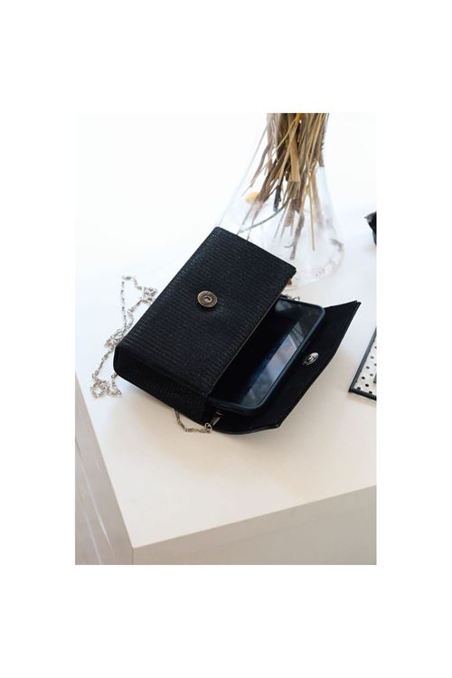 Siyah Simli Dikdörtgen Form Abiye Çanta
