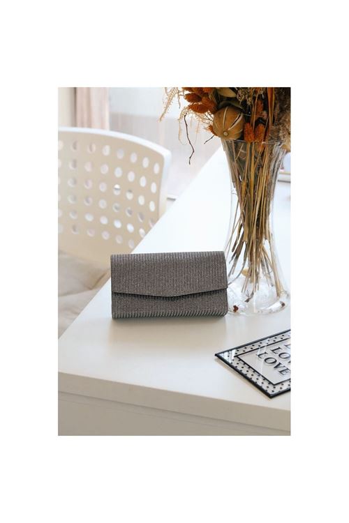 Antrasit Simli Dikdörtgen Form Abiye Çanta