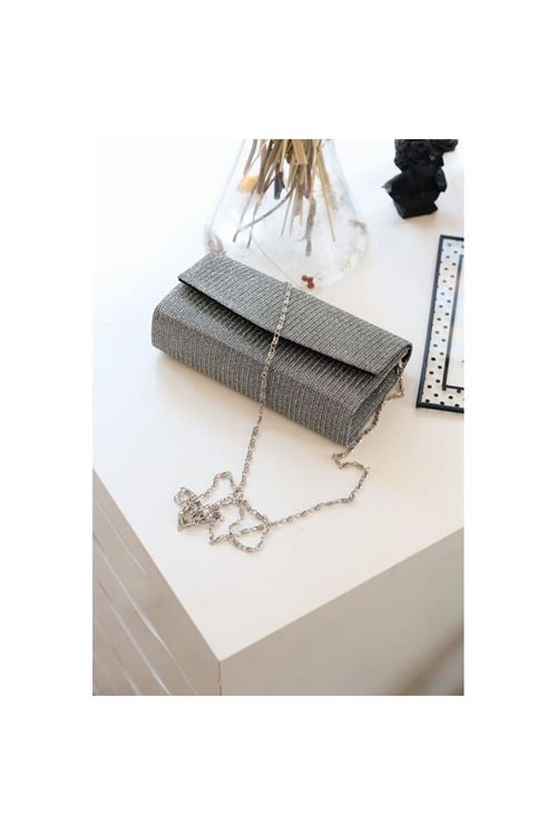 Antrasit Simli Dikdörtgen Form Abiye Çanta