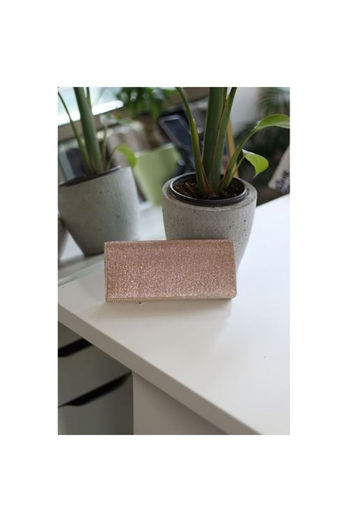 Kadın Dore Taş Kapak Detaylı Zincirli Abiye Omuz Çantası