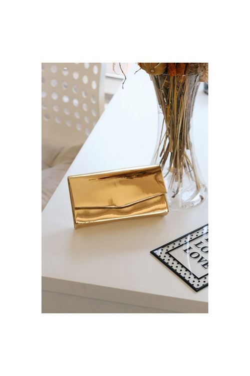 Gold Rugan Dikdörtgen Form Abiye Çanta