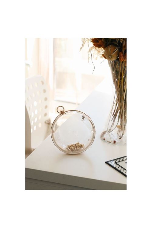 Şeffaf Küre Form Gold Abiye Çanta