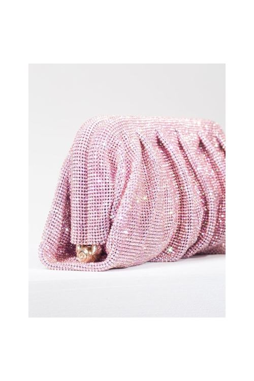 Kadın Pembe Taş Dokuma Burs Detayl Abiye Çanta