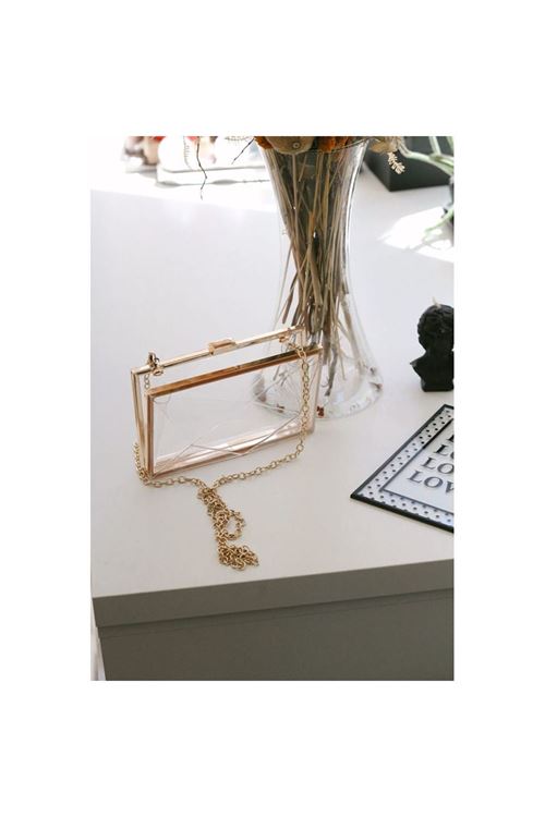 Şeffaf Geometrik Form Silver Abiye Çanta