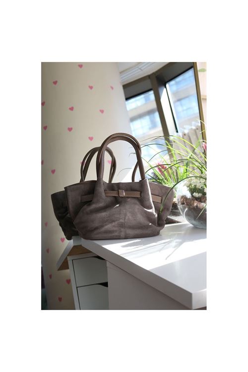 Kadın Vizon Süet Gold Toka Detaylı Orta Boy Omuz Çantası