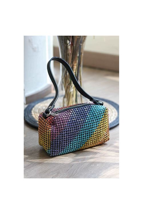Rainbow Özel Form Taşlı Abiye Çanta