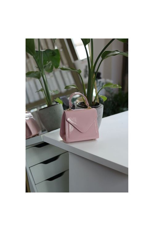 Kadın Pudra Rugan Kapak Detaylı Askılı Omuz Çantası