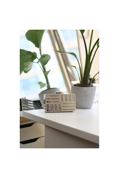 Kadın Silver Metal Asimetrik Çizgi Detaylı Abiye Çanta