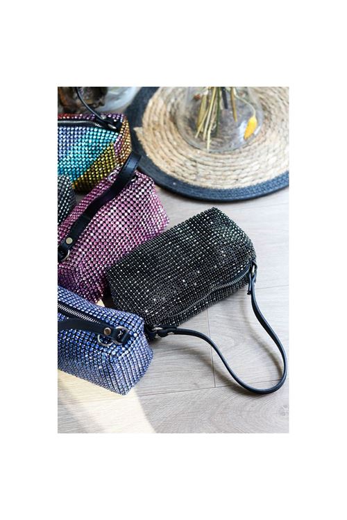 Siyah Özel Form Taşlı Abiye Çanta