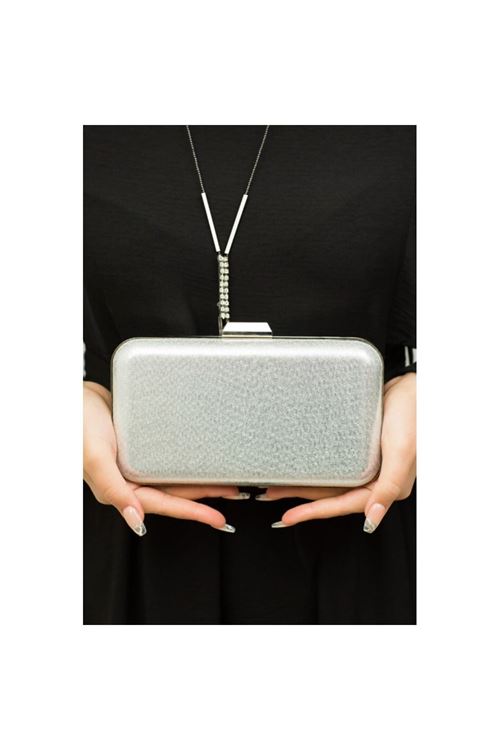 Gümüş Abiye Kasalı Çanta