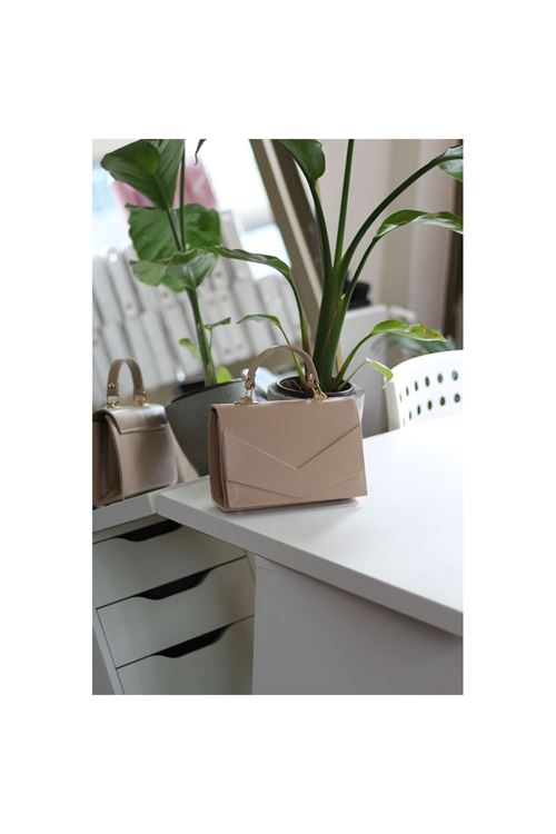 Kadın Nude Zarf Tutma Saplı Omuz Çantası