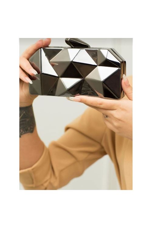 Kadın Siyah Metal Abiye Çanta