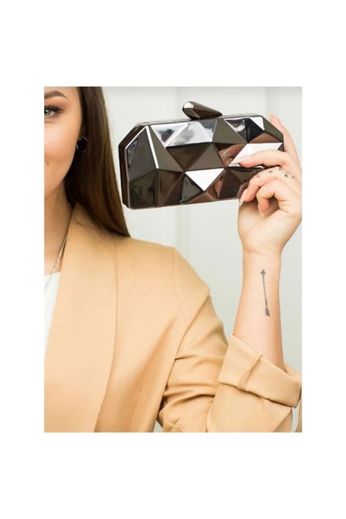 Kadın Siyah Metal Abiye Çanta