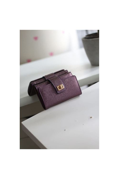 Kadın Mor Gold Aksesuar Detaylı Cüzdan