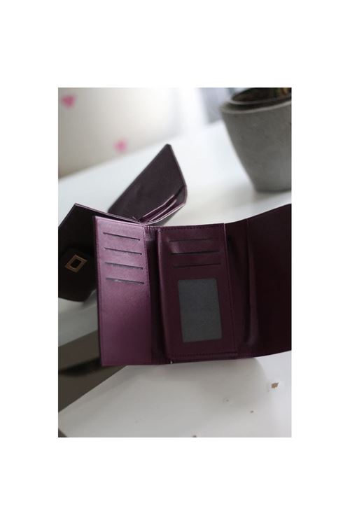 Kadın Mor Gold Aksesuar Detaylı Cüzdan