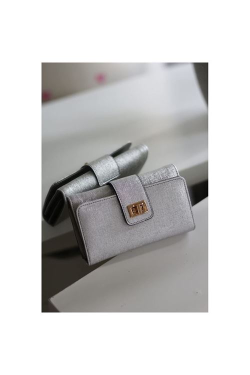 Kadın Silver Gold Aksesuar Detaylı Cüzdan