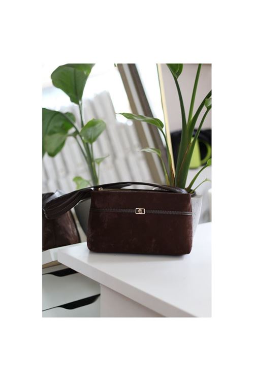 Kadın Acı Kahve Yumuşak Doku Eskitme Desenli Omuz Çantası