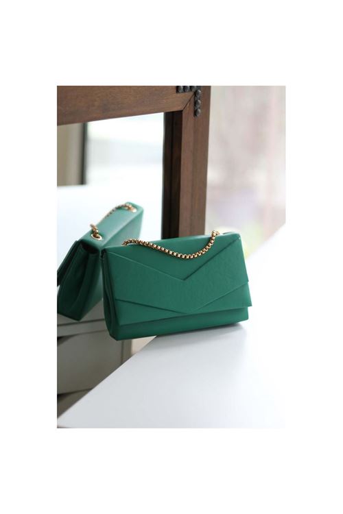 Kadın Yeşil Zarf Kutu Omuz Çantası