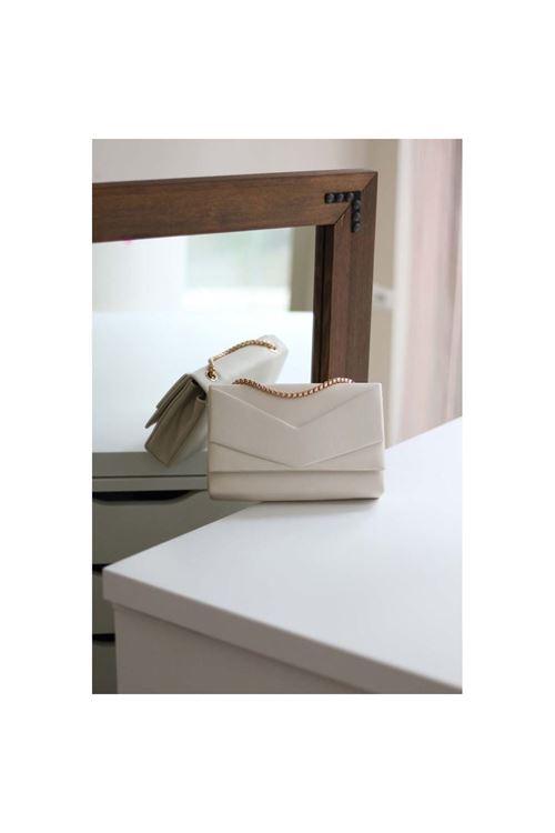 Kadın Krem Zarf Kutu Omuz Çantası