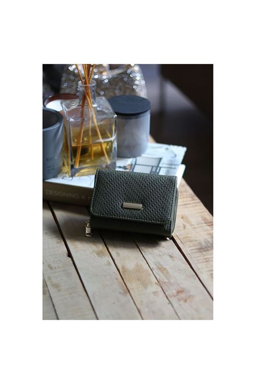 Kadın Haki Kartlık Detaylı Mini Cüzdan