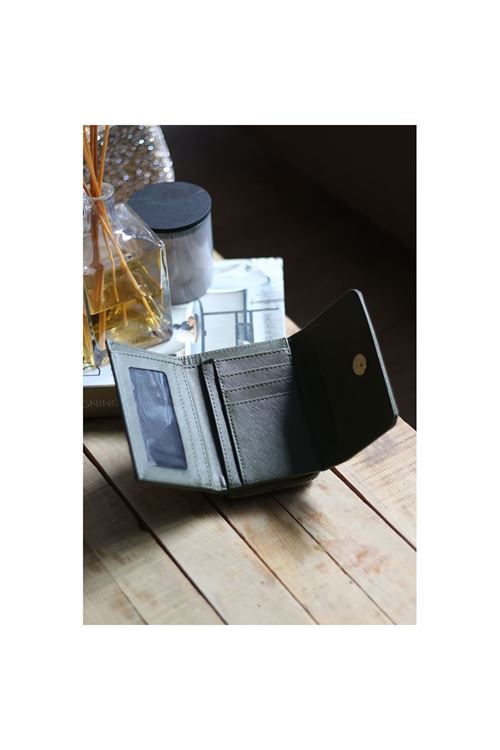 Kadın Haki Kartlık Detaylı Mini Cüzdan