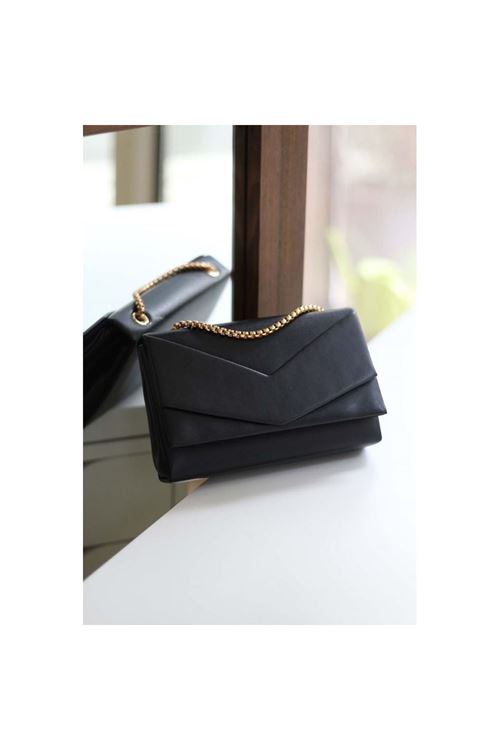 Kadın Siyah Zarf Kutu Omuz Çantası