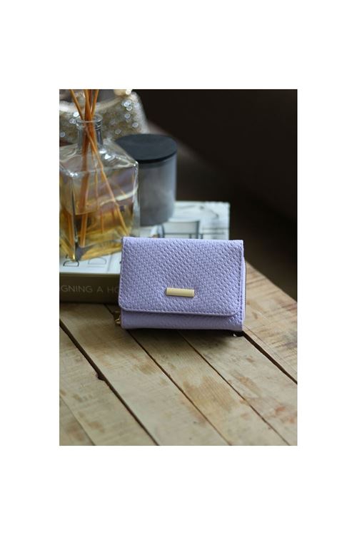 Kadın Lila Kartlık Detaylı Mini Cüzdan