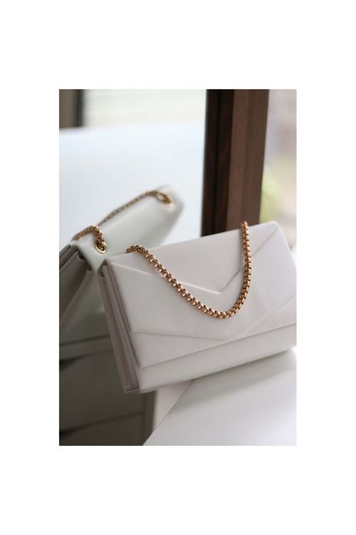 Kadın Beyaz Zarf Kutu Omuz Çantası