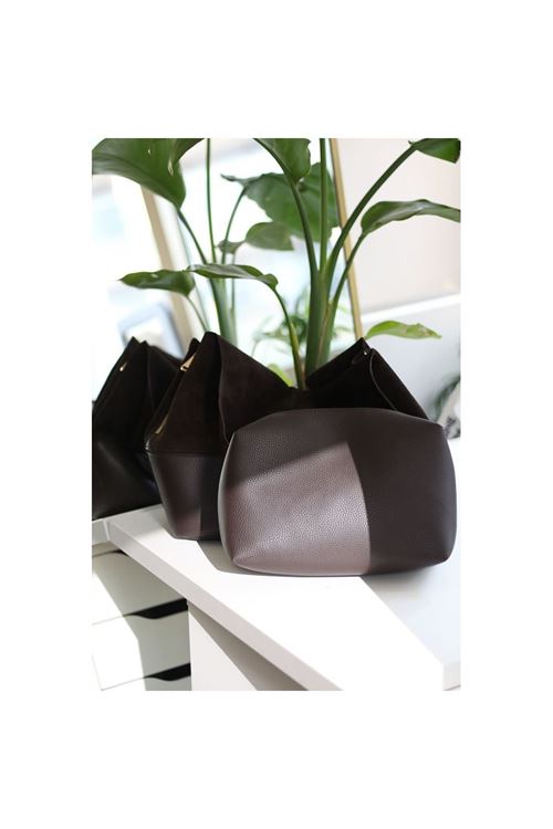 Kadın Acı Kahve Süet Ek Portföylü Büyük Boy Omuz Çantası