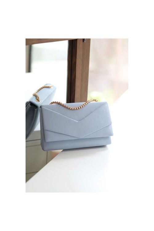 Kadın Bebe Mavi Zarf Kutu Omuz Çantası