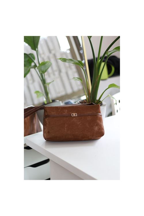 Kadın Taba Yumuşak Doku Eskitme Desenli Omuz Çantası