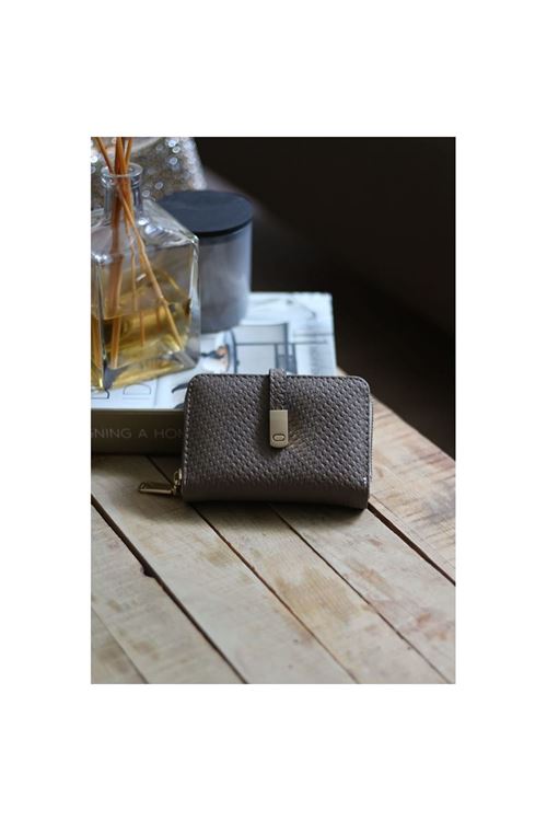 Kadın Vizon Dokulu Kartlık Detaylı Küçük Boy Cüzdan