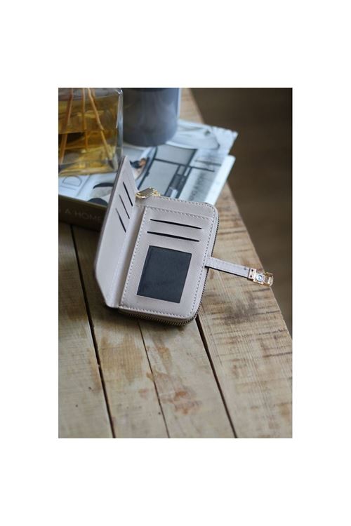 Kadın Vizon Dokulu Kartlık Detaylı Küçük Boy Cüzdan