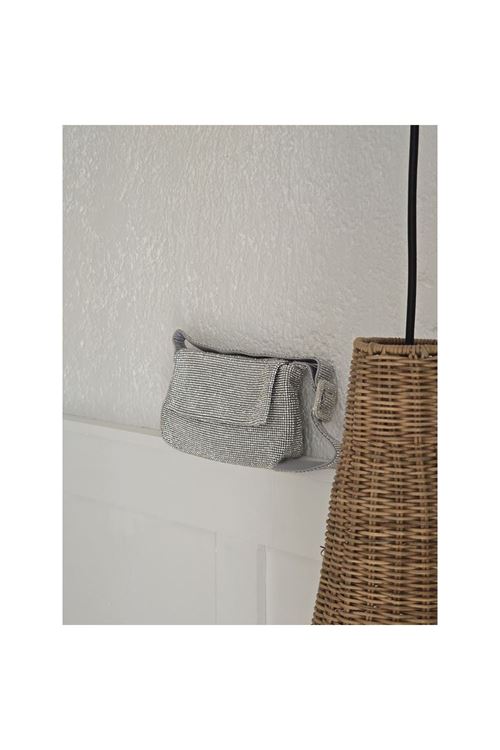 Kadın Silver Toka Detaylı Taş Dokuma Omuz Çantası