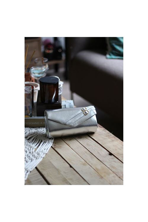 Kadın Silver Çift Kemer Detaylı Abiye El Çantası