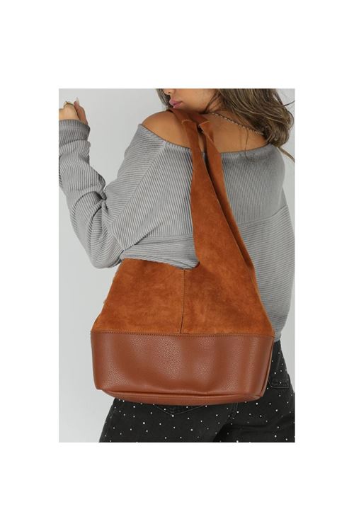 Kadın Taba Süet Ek Portföyl Büyük Boy Omuz Çantası